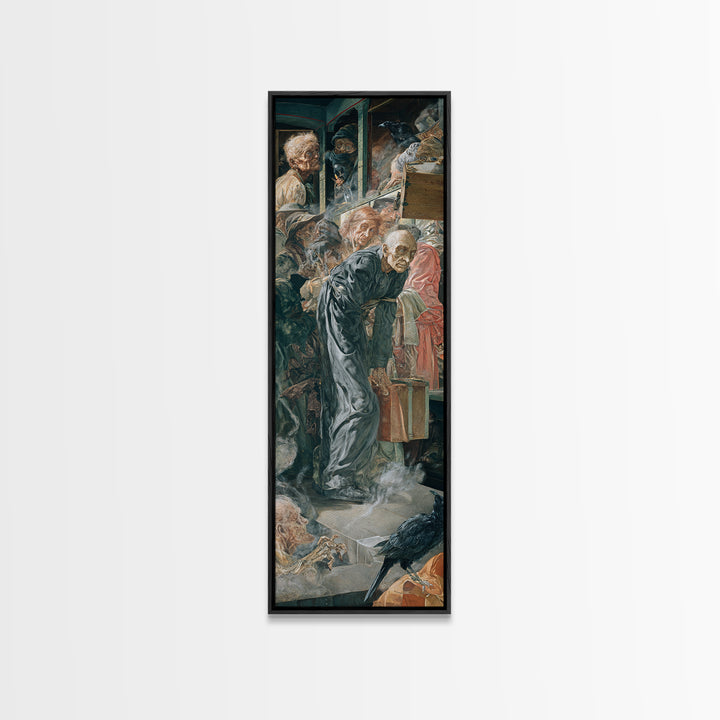 The Ghost Train Arrival, Dark Renaissance Art, Tall Narrow Wall Art, Dark Fantasy Wall Art, Framed Canvas Print