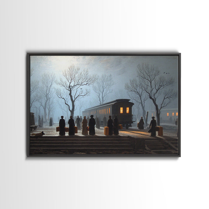 The Ghost Train Arrival, Romantic Gothic Landscape, Landscape Wall Art, Dark Halloween Decor, Canvas Print, Halloween Wall Art