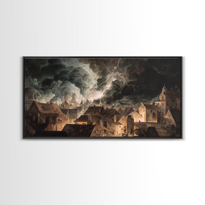 The Halloween Storm, Gothic Nightmare Art, Wide Panoramic Art, Dark Halloween Decor, Canvas Print, Halloween Wall Art