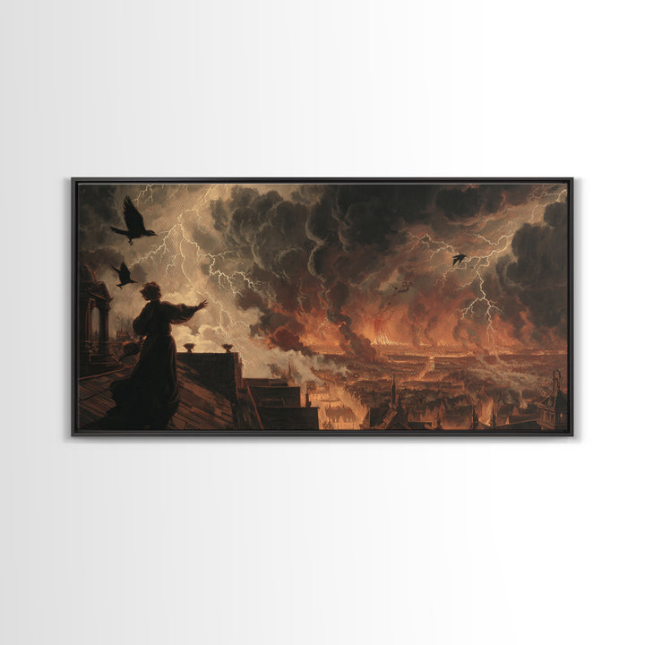 The Halloween Storm, Apocalyptic Romantic Art, Wide Panoramic Art, Dark Halloween Decor, Canvas Print, Halloween Wall Art, Dark Fantasy Art