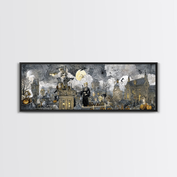 The Halloween Storm, Victorian Macabre Art, Extra Wide Wall Art, Macabre Wall Art, Canvas Print, Halloween Wall Art, Spooky Wall Decor