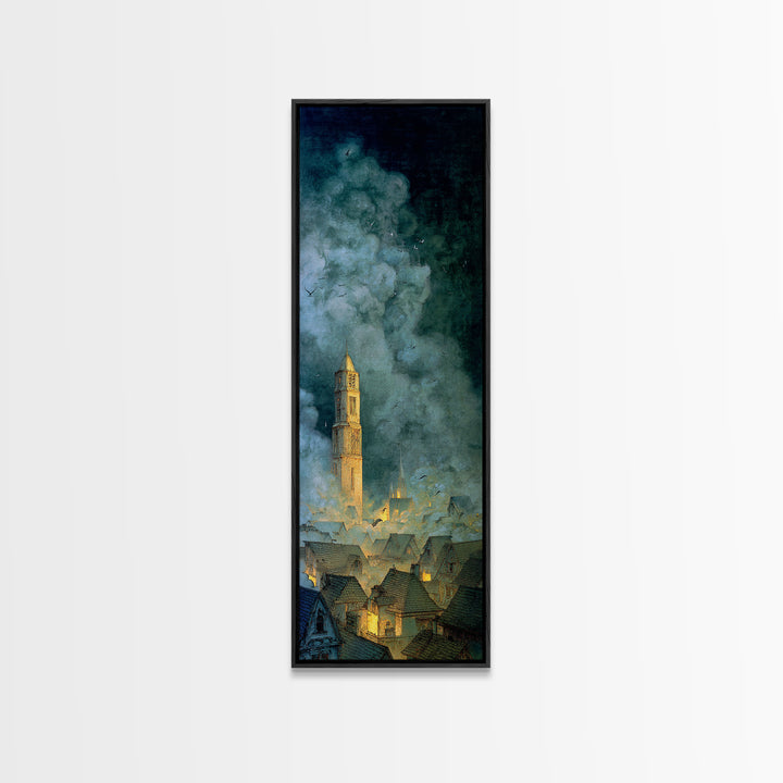 The Halloween Storm, Surreal Apocalyptic Art, Tall Narrow Wall Art, Dark Halloween Decor, Canvas Print, Halloween Wall Art