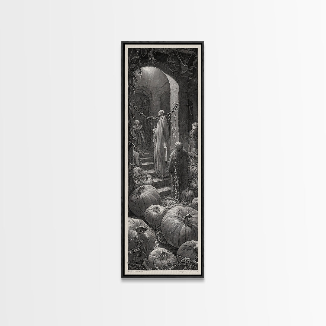 The First Frost Awakening, Architectural Etching Art, Tall Narrow Wall Art, Dark Fantasy Wall Art, Canvas Print