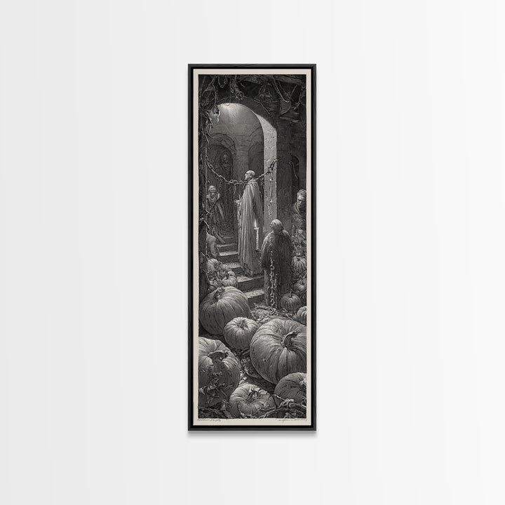 The First Frost Awakening, Architectural Etching Art, Tall Narrow Wall Art, Dark Fantasy Wall Art, Canvas Print
