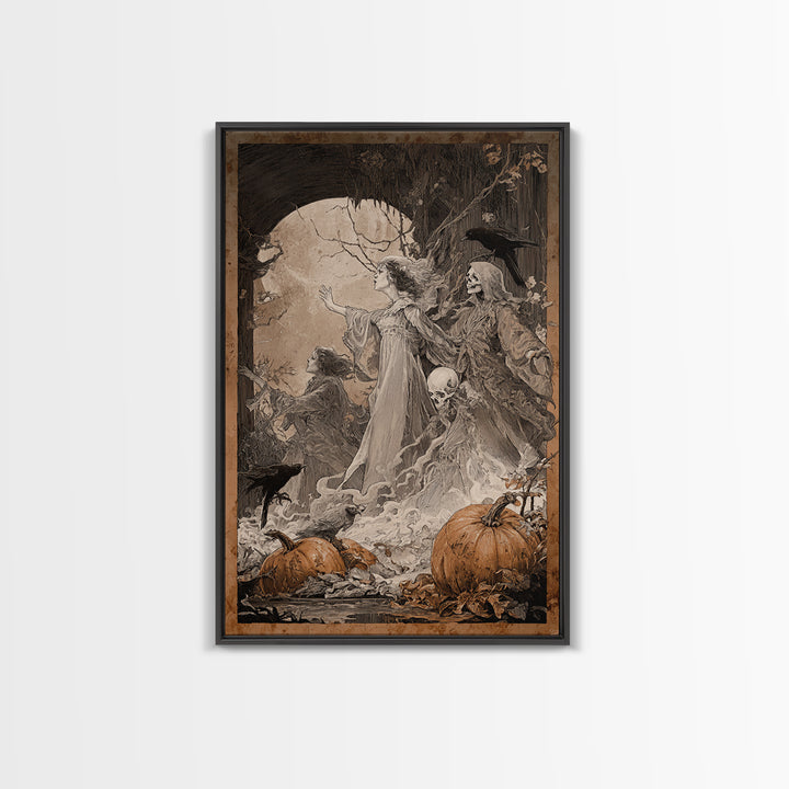 The First Frost Awakening, Decadent Gothic Art, Vertical Wall Art, Gothic Horror Wall Art, Framed Canvas Print, Halloween Wall Art