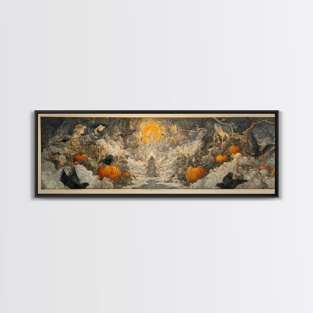 The First Frost Awakening, Expressionist Nightmare Art, Extra Wide Wall Art, Dark Fantasy Wall Art, Canvas Print, Halloween Wall Art