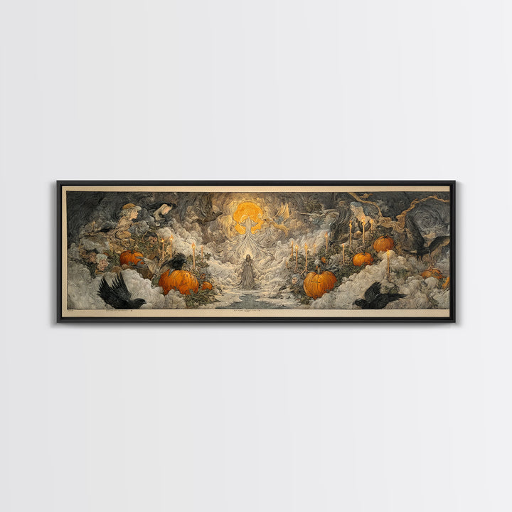The First Frost Awakening, Expressionist Nightmare Art, Extra Wide Wall Art, Dark Fantasy Wall Art, Canvas Print, Halloween Wall Art
