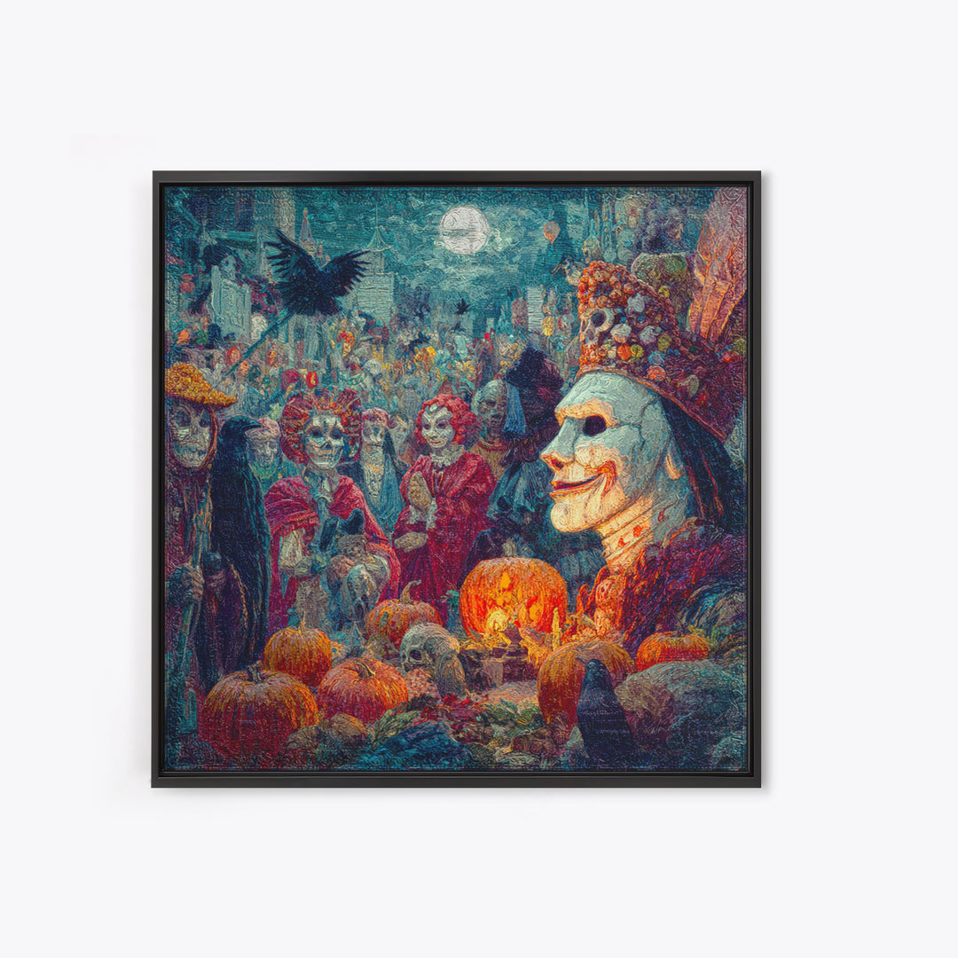 The First Frost Awakening, Grotesque Carnival Art, Square Wall Art, Macabre Wall Art, Canvas Print, Halloween Wall Art, Spooky Wall Decor