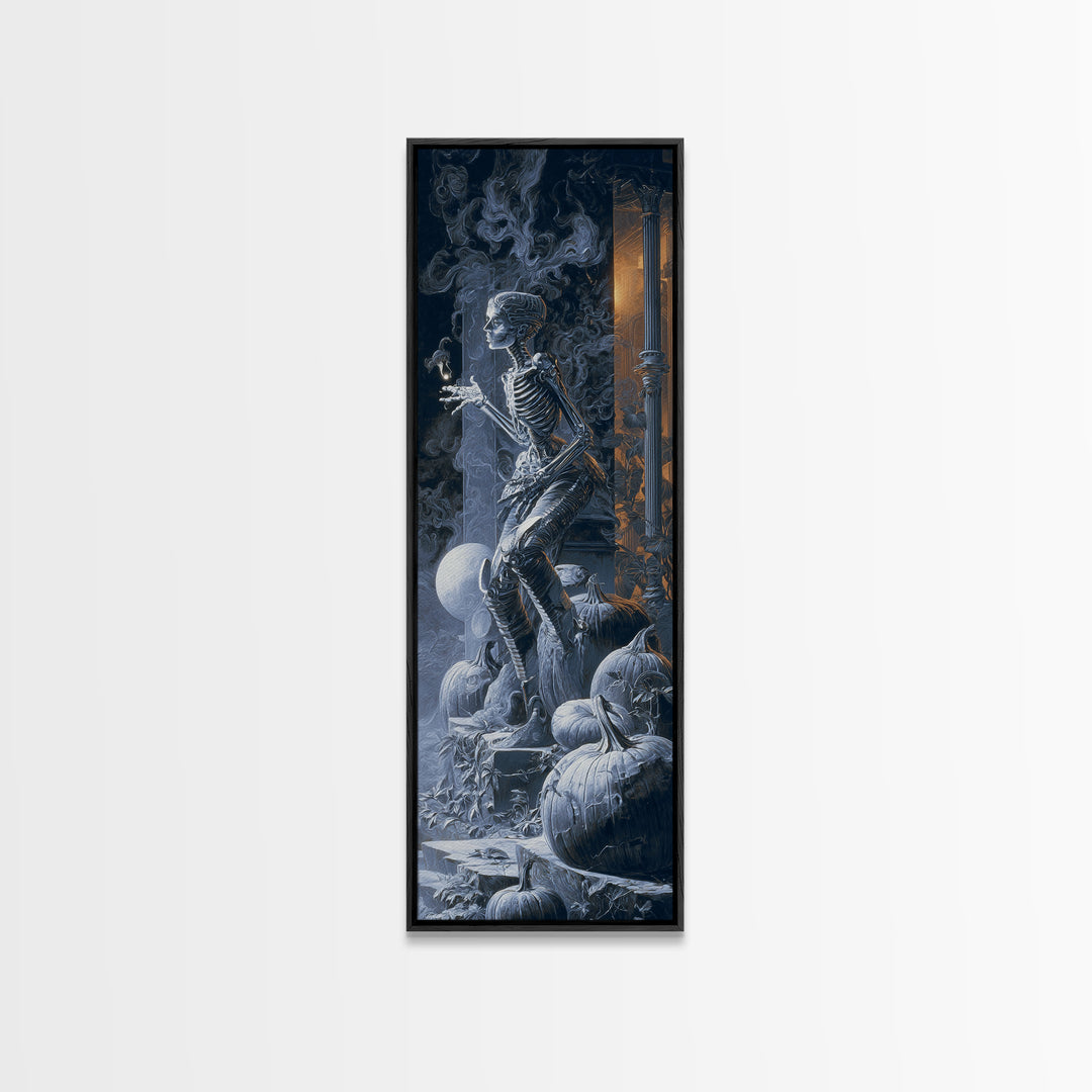 The First Frost Awakening, Biomechanical Horror Art, Tall Narrow Wall Art, Dark Fantasy Wall Art, Canvas Print, Halloween Wall Art