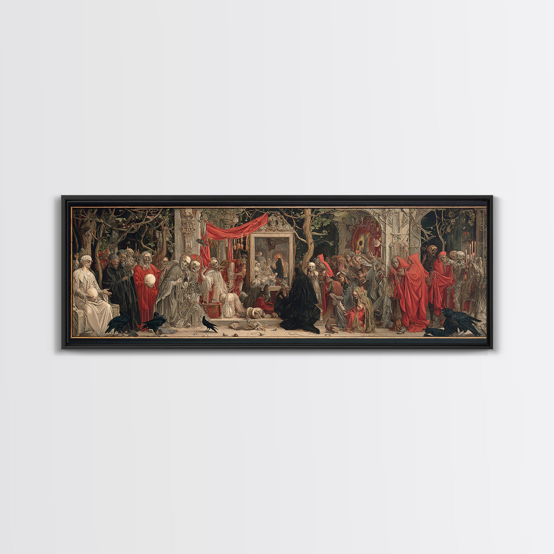 The Cursed Mirror, Dark Renaissance Art, Extra Wide Wall Art, Macabre Wall Art, Canvas Print, Halloween Wall Art, Horror Wall Art