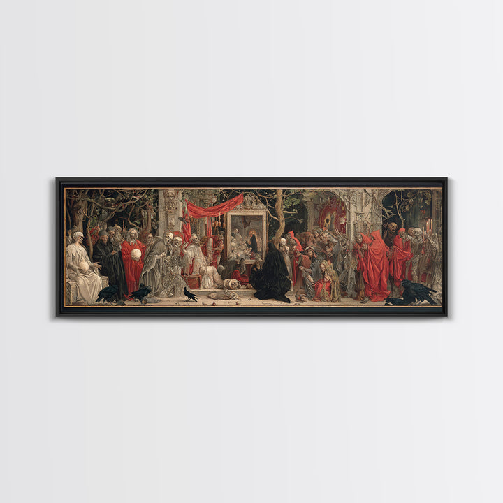 The Cursed Mirror, Dark Renaissance Art, Extra Wide Wall Art, Macabre Wall Art, Canvas Print, Halloween Wall Art, Horror Wall Art