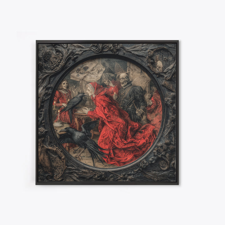 The Cursed Mirror, Danse Macabre Art, Square Wall Art, Macabre Wall Art, Canvas Print, Halloween Wall Art