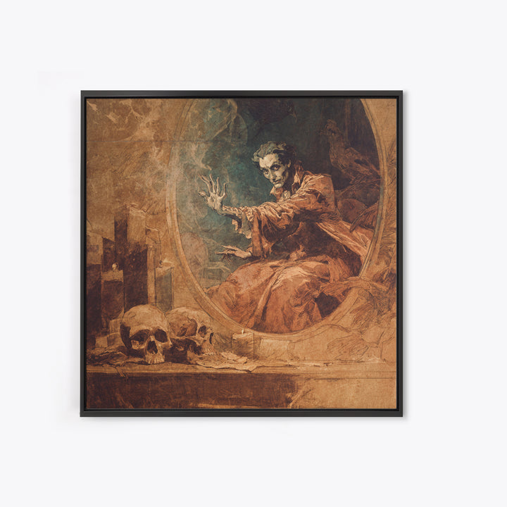 The Cursed Mirror, Decadent Gothic Art, Square Wall Art, Macabre Wall Art, Canvas Print, Halloween Wall Art, Halloween Decor