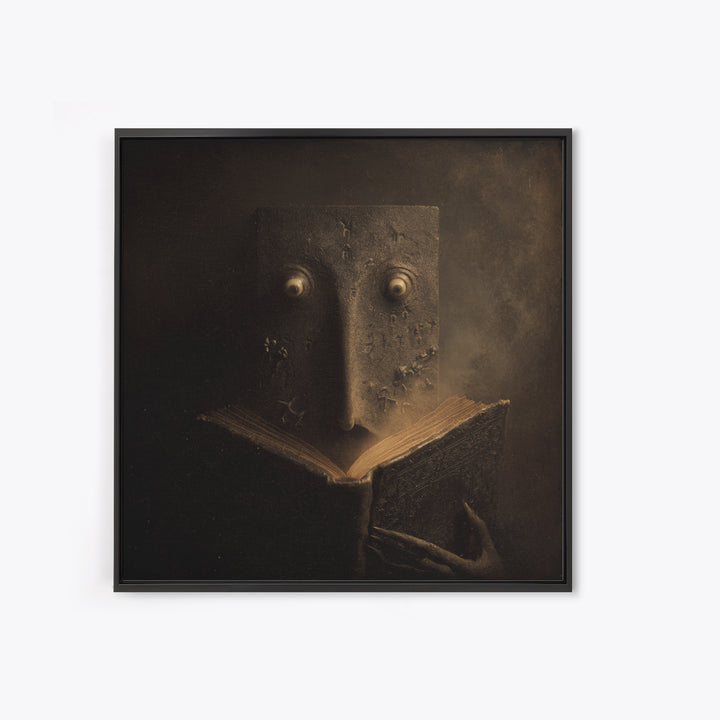 The Living Spellbook, Symbolist Dream Art, Square Wall Art, Macabre Wall Art, Canvas Print, Halloween Wall Art, Statement Wall Art