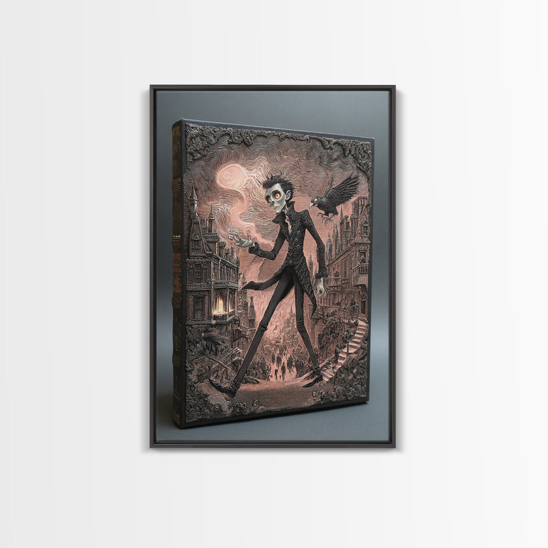 The Living Spellbook, Victorian Macabre Art, Vertical Wall Art, Gothic Horror Wall Art, Canvas Print, Halloween Wall Art
