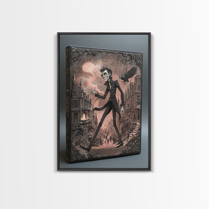 The Living Spellbook, Victorian Macabre Art, Vertical Wall Art, Gothic Horror Wall Art, Canvas Print, Halloween Wall Art