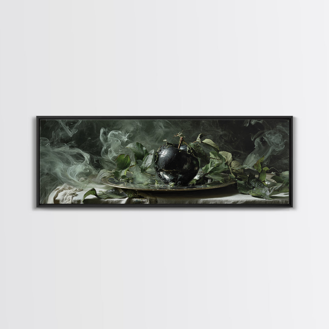 The Poisoned Apple, Dark Renaissance Art, Extra Wide Wall Art, Dark Halloween Decor, Framed Canvas Print, Halloween Wall Art