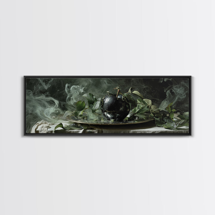 The Poisoned Apple, Dark Renaissance Art, Extra Wide Wall Art, Dark Halloween Decor, Framed Canvas Print, Halloween Wall Art