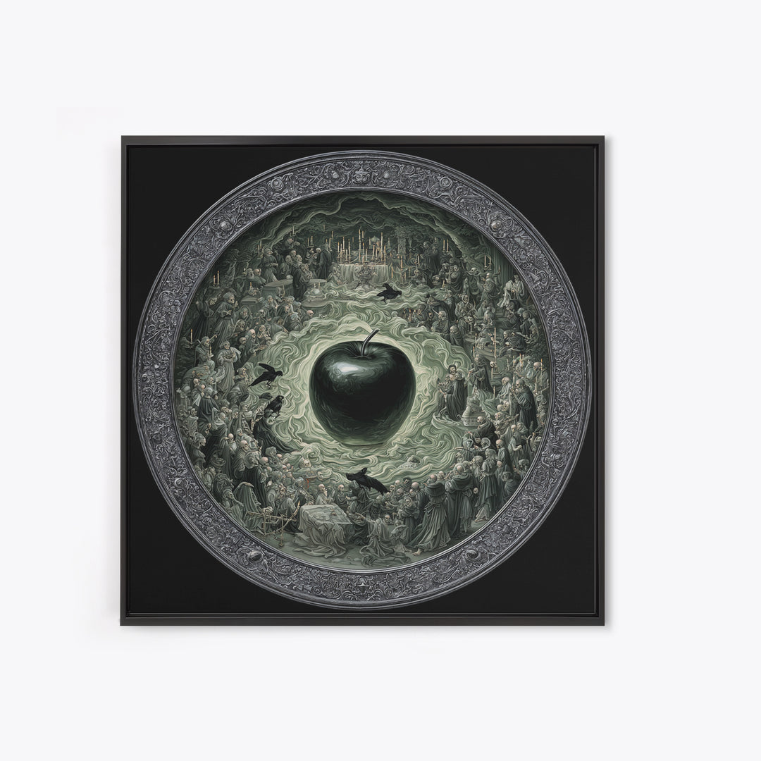 The Poisoned Apple, Danse Macabre Art, Square Wall Art, Macabre Wall Art, Canvas Print, Halloween Wall Art