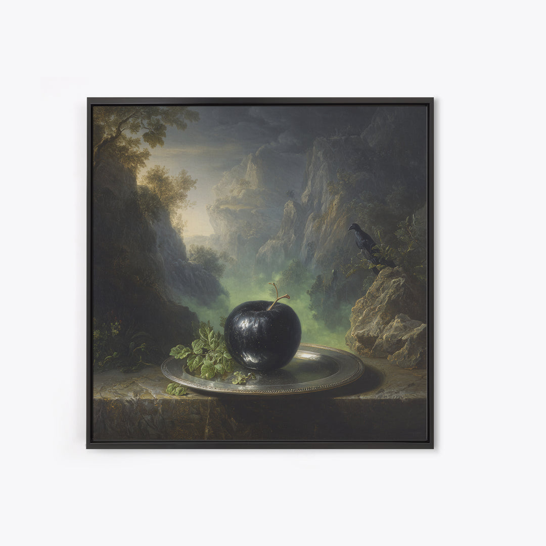 The Poisoned Apple, Baroque Witchcraft Art, Square Wall Art, Dark Halloween Decor, Framed Canvas Print, Halloween Wall Art