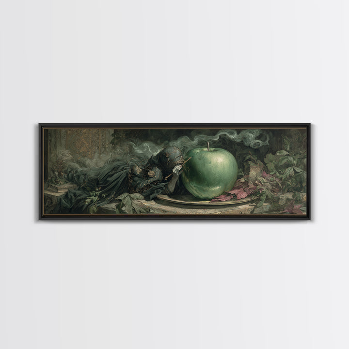 The Poisoned Apple, Ornate Symbolist Art, Extra Wide Wall Art, Dark Fantasy Wall Art, Framed Canvas Print, Halloween Wall Art