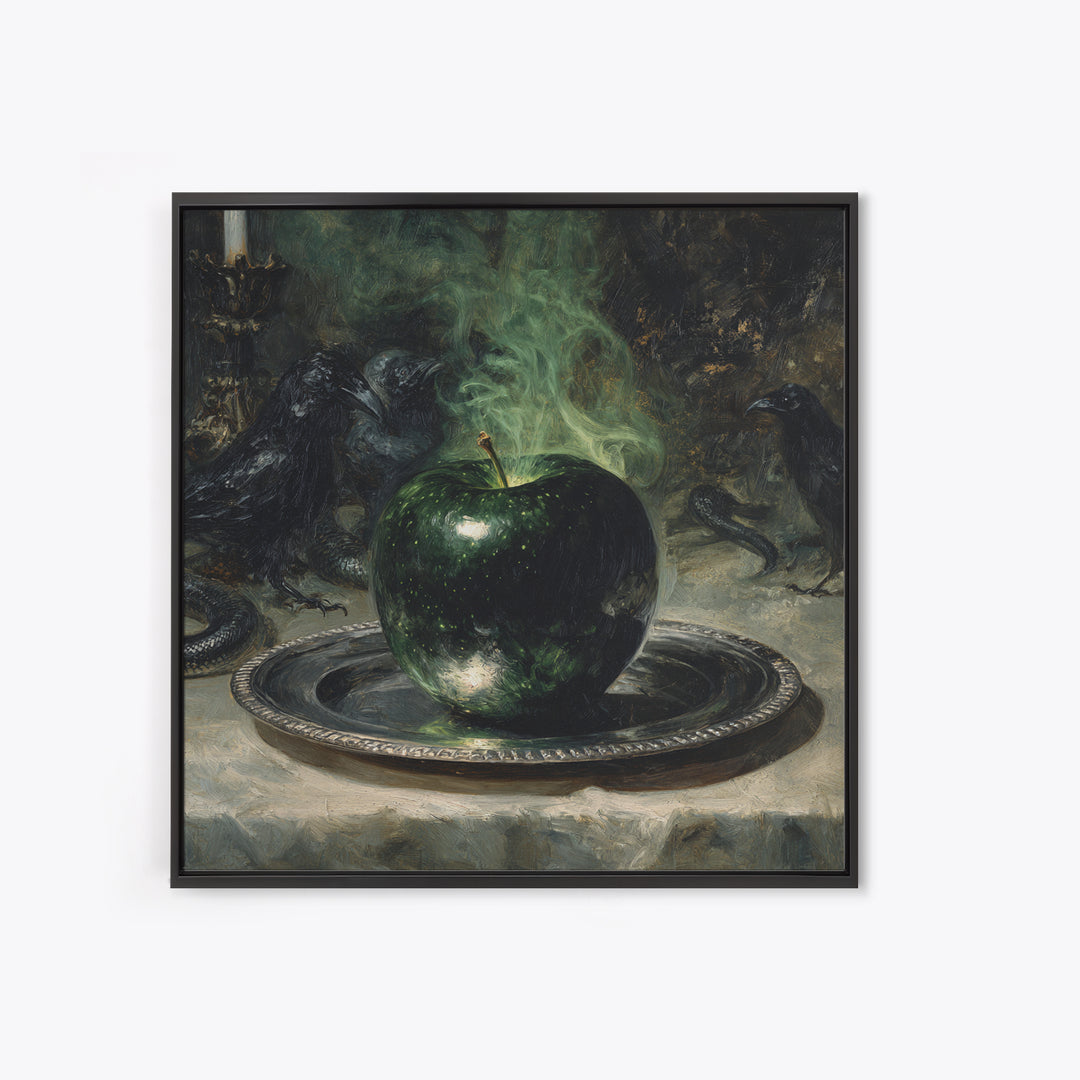 The Poisoned Apple, Dark Symbolist Art, Square Wall Art, Dark Fantasy Wall Art, Framed Canvas Print, Halloween Wall Art
