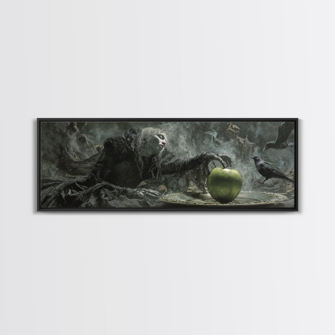 The Poisoned Apple, Expressionist Nightmare Art, Extra Wide Wall Art, Gothic Horror Wall Art, Framed Canvas Print, Halloween Wall Art