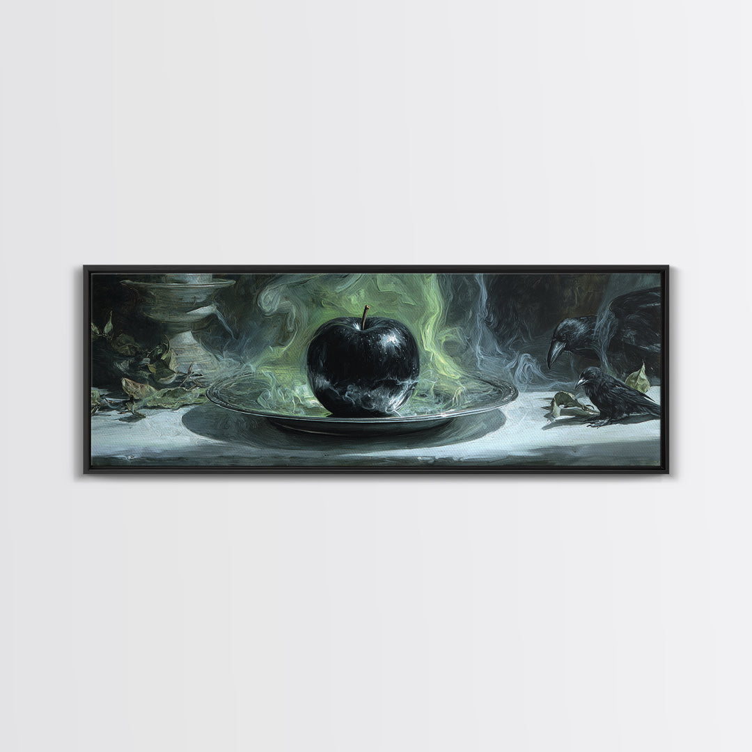 The Poisoned Apple, Expressionist Gothic Art, Extra Wide Wall Art, Dark Halloween Decor, Framed Canvas Print, Halloween Wall Art