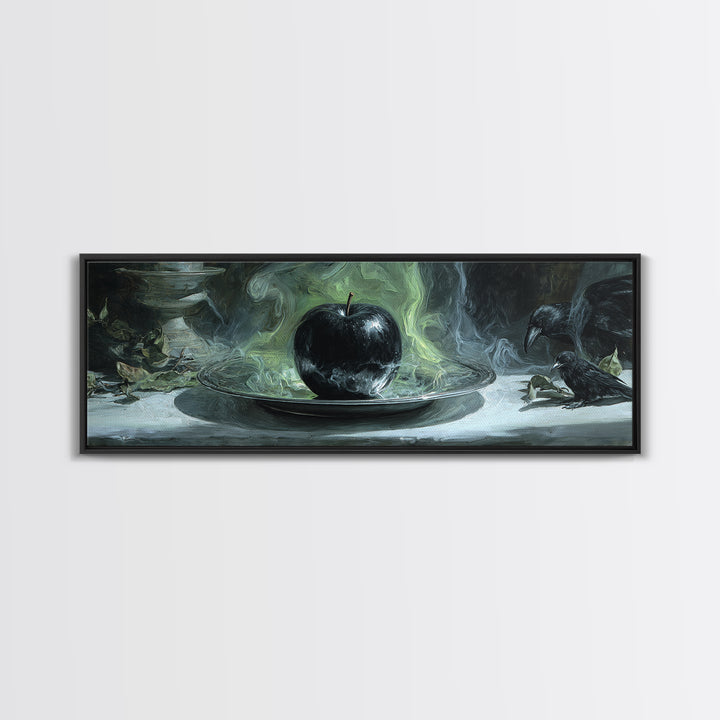 The Poisoned Apple, Expressionist Gothic Art, Extra Wide Wall Art, Dark Halloween Decor, Framed Canvas Print, Halloween Wall Art