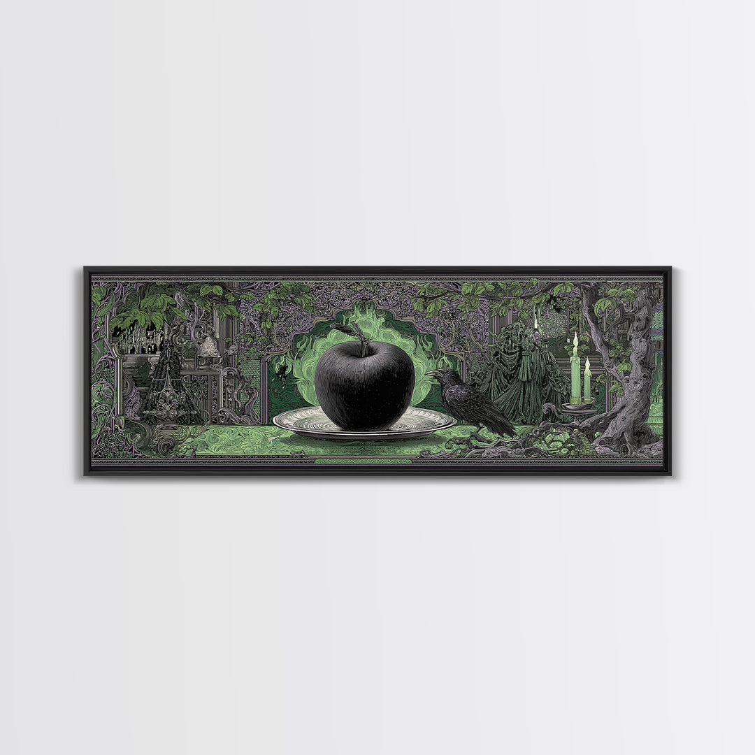 The Poisoned Apple, Stained Glass Gothic Art, Extra Wide Wall Art, Macabre Wall Art, Canvas Print, Halloween Wall Art, Statement Wall Art