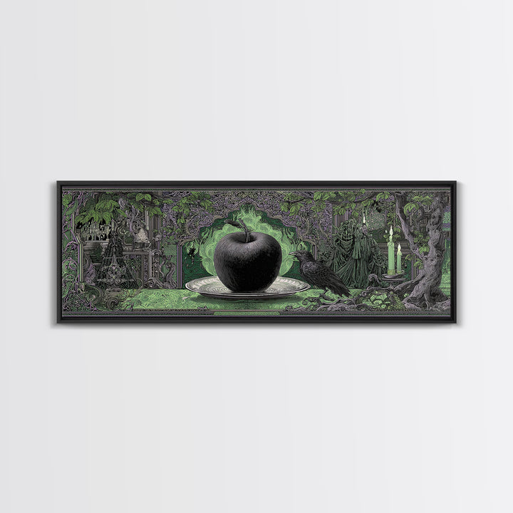 The Poisoned Apple, Stained Glass Gothic Art, Extra Wide Wall Art, Macabre Wall Art, Canvas Print, Halloween Wall Art, Statement Wall Art