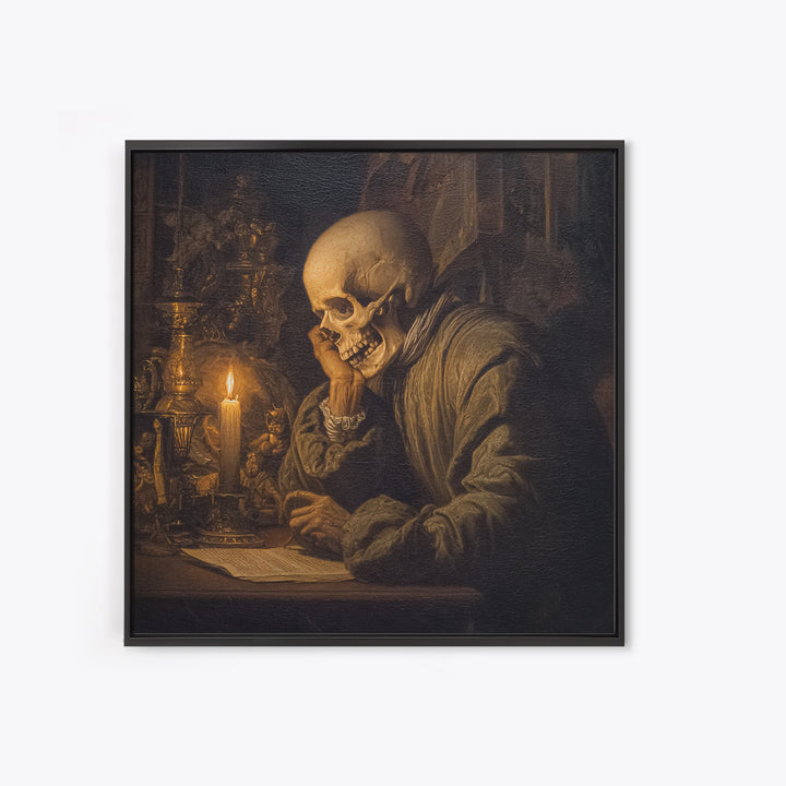 The Talking Skull, Danse Macabre Art, Square Wall Art, Gothic Horror Wall Art, Canvas Print, Halloween Wall Art