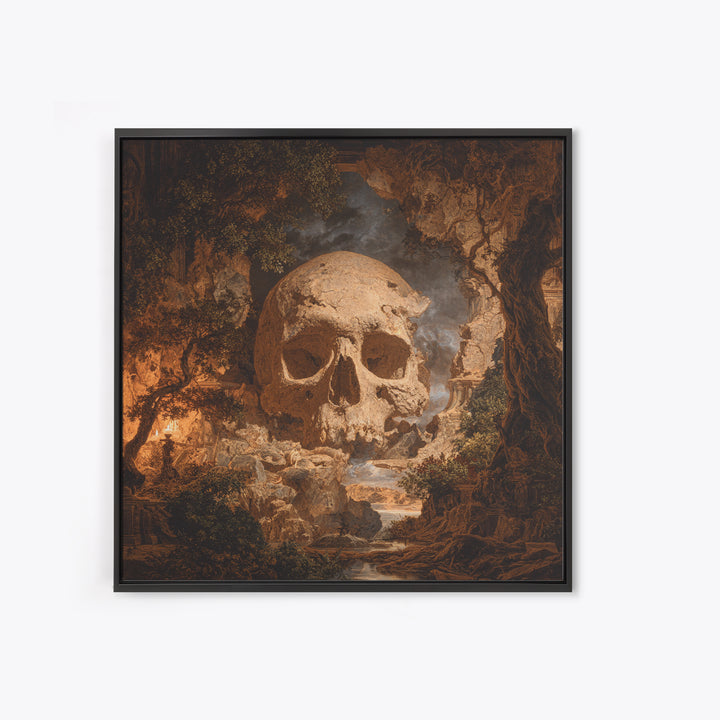 The Talking Skull, Baroque Witchcraft Art, Square Wall Art, Gothic Horror Wall Art, Canvas Print, Halloween Wall Art, Dark Fantasy Art