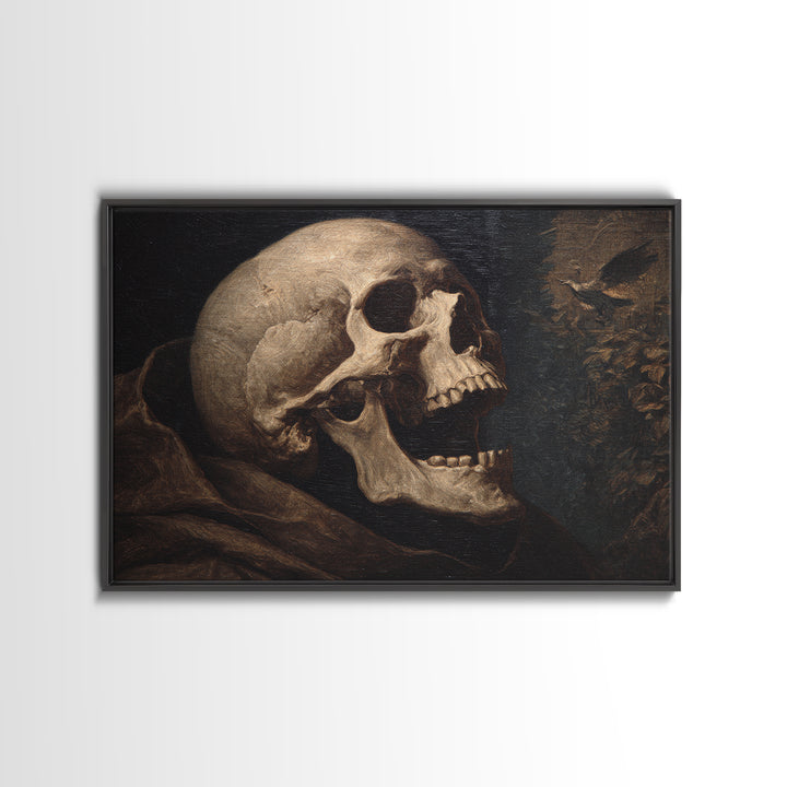 The Talking Skull, Symbolist Gothic Landscape, Landscape Wall Art, Gothic Horror Wall Art, Framed Canvas Print, Halloween Wall Art
