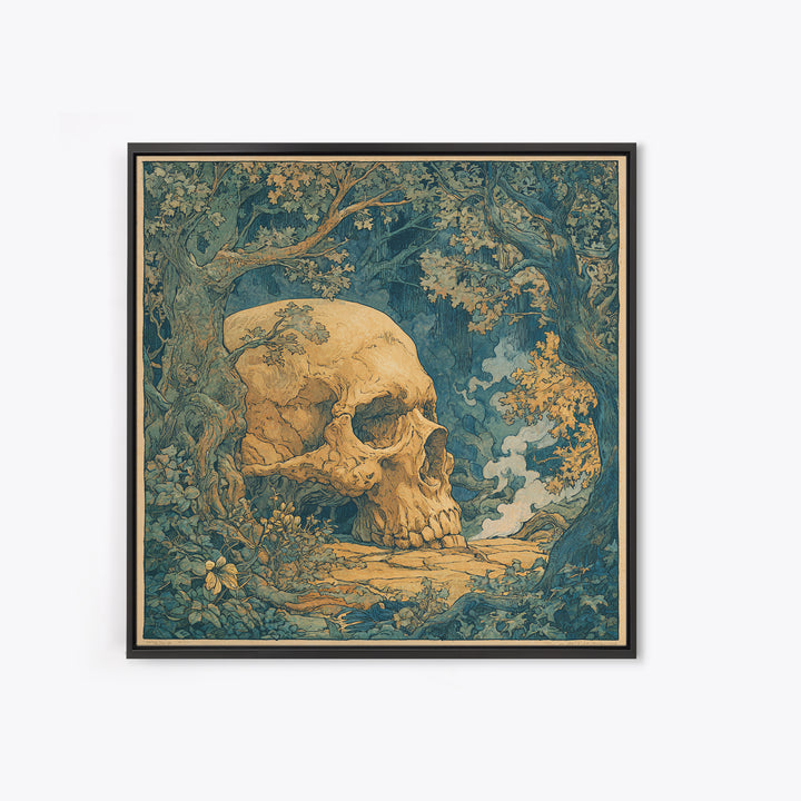 The Talking Skull, Gothic Storybook Art, Square Wall Art, Gothic Horror Wall Art, Framed Canvas Print, Halloween Wall Art