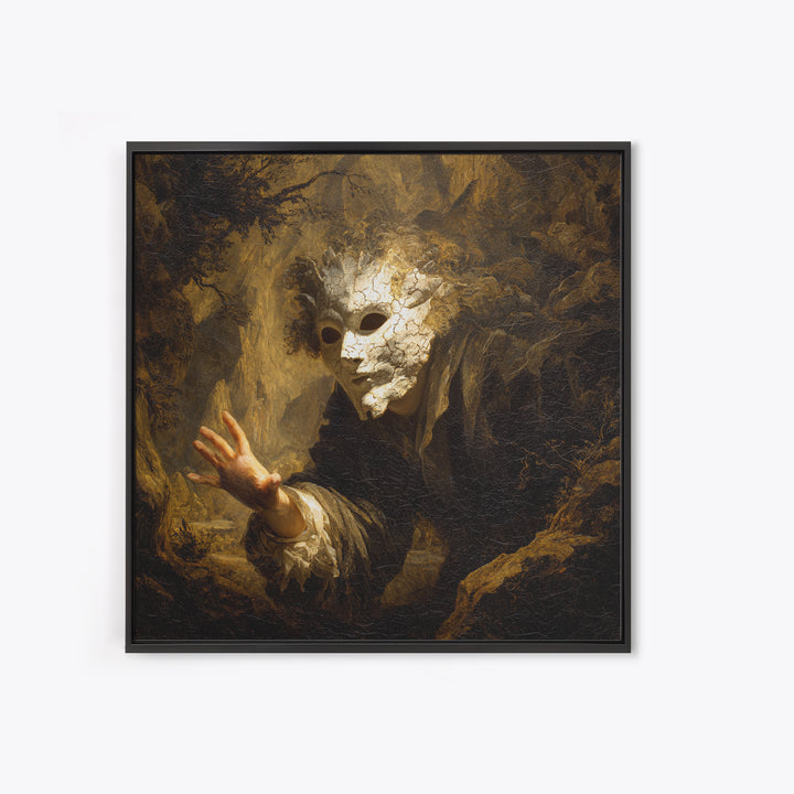 The Cracked Porcelain Mask, Baroque Witchcraft Art, Square Wall Art, Macabre Wall Art, Canvas Print, Halloween Wall Art, Halloween Decor