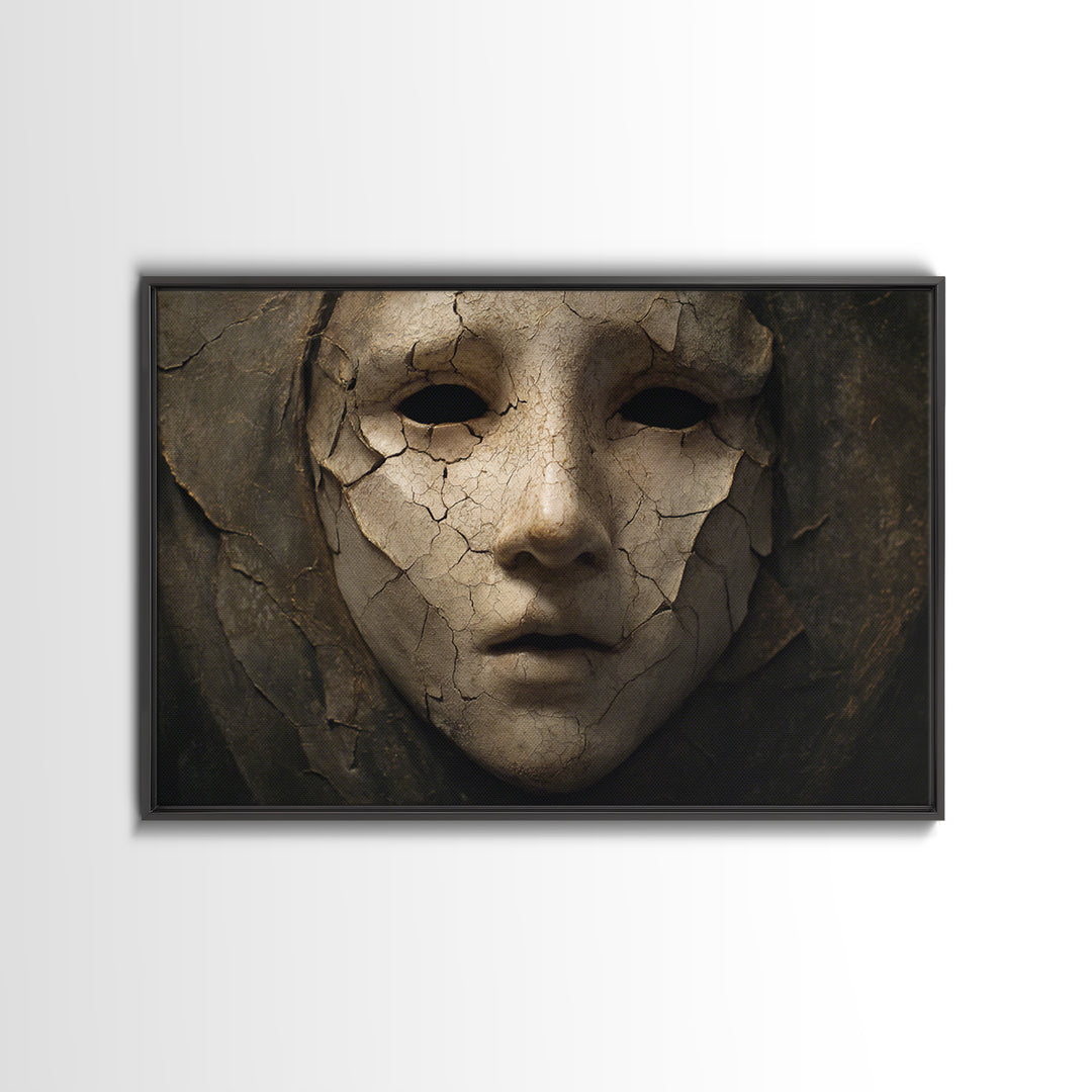 The Cracked Porcelain Mask, Symbolist Gothic Landscape, Landscape Wall Art, Gothic Horror Wall Art, Canvas Print, Halloween Wall Art