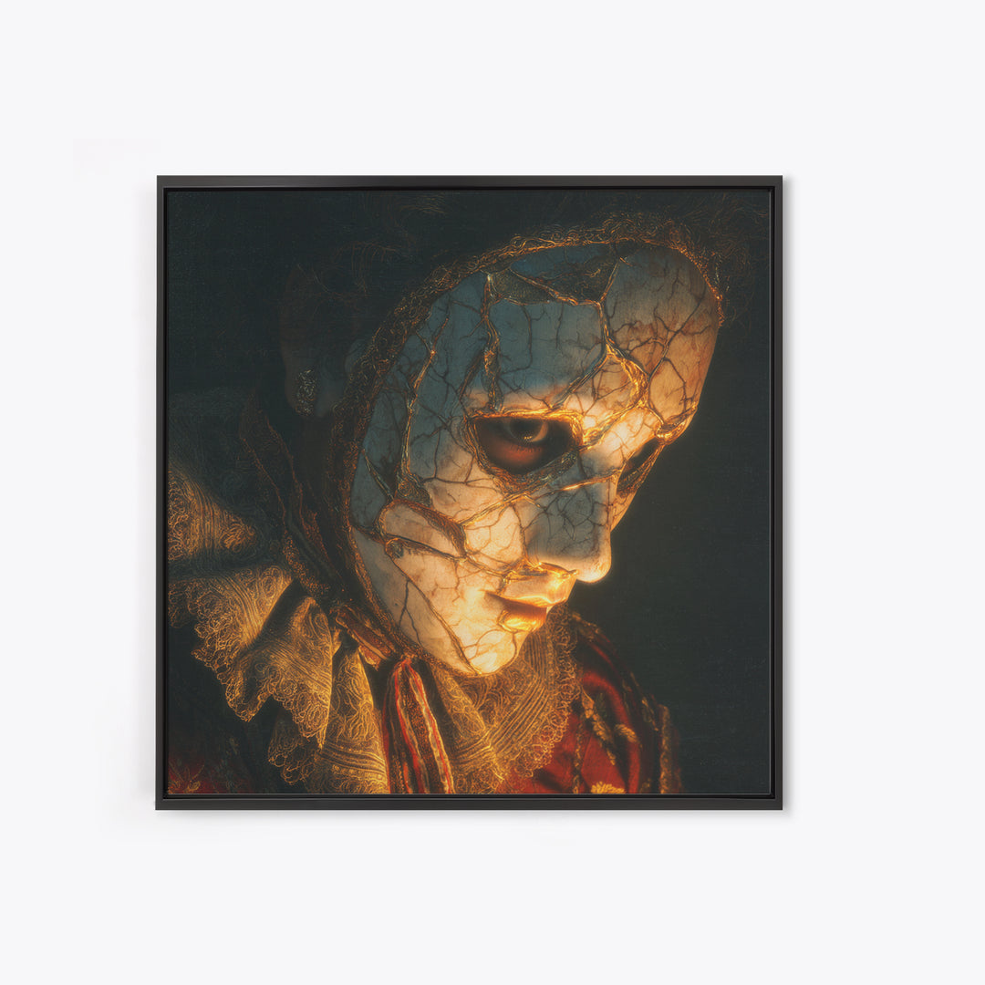 The Cracked Porcelain Mask, Decadent Gothic Art, Square Wall Art, Dark Fantasy Wall Art, Canvas Print, Halloween Wall Art