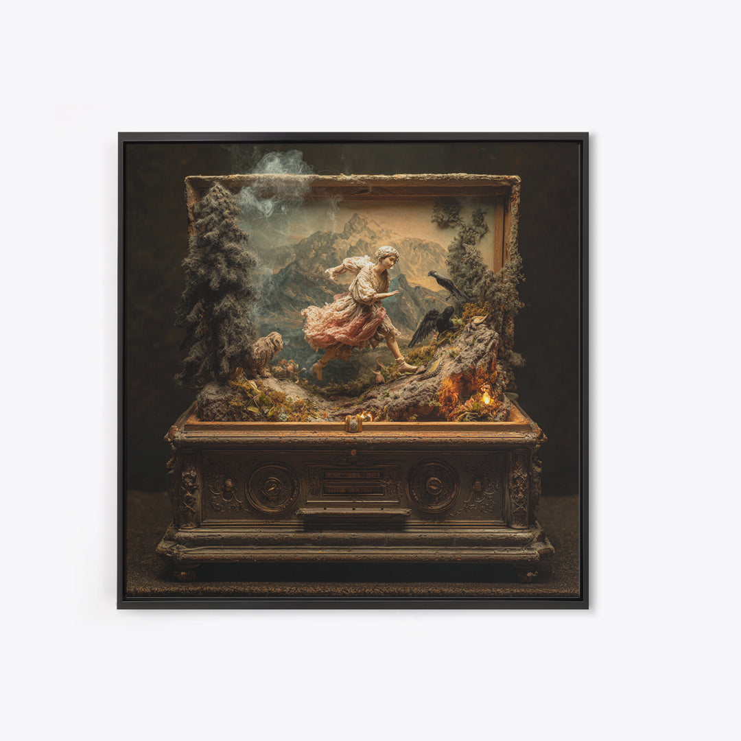 The Haunted Music Box, Baroque Witchcraft Art, Square Wall Art, Dark Halloween Decor, Canvas Print, Halloween Wall Art