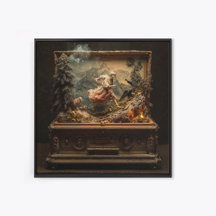 The Haunted Music Box, Baroque Witchcraft Art, Square Wall Art, Dark Halloween Decor, Canvas Print, Halloween Wall Art