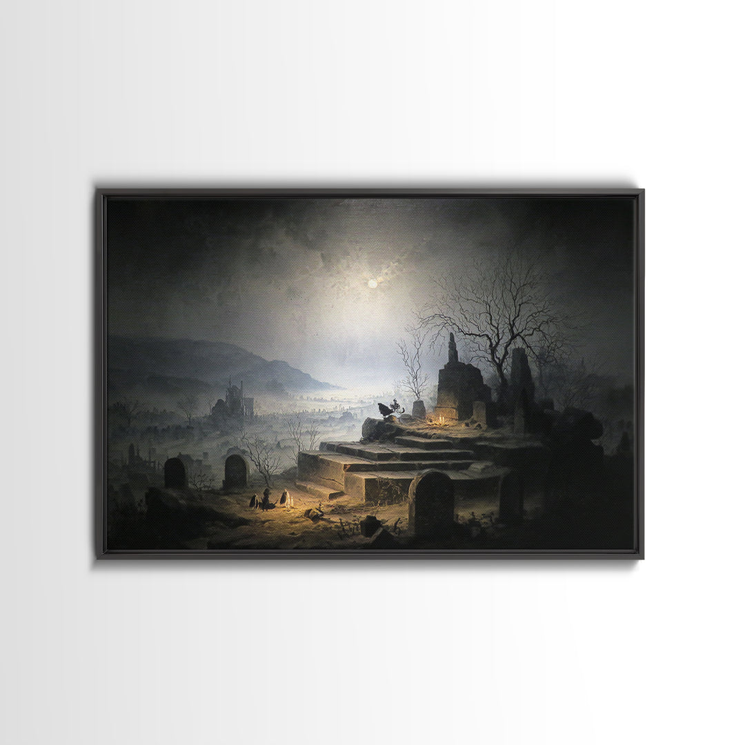 The Haunted Music Box, Romantic Gothic Landscape, Landscape Wall Art, Gothic Horror Wall Art, Framed Canvas Print