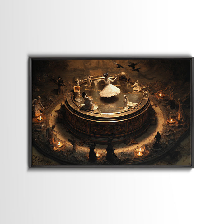 The Haunted Music Box, Symbolist Gothic Landscape, Landscape Wall Art, Dark Fantasy Wall Art, Canvas Print, Halloween Wall Art