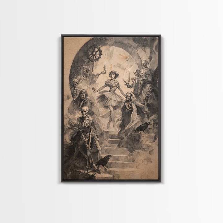 The Haunted Music Box, Decadent Gothic Art, Vertical Wall Art, Dark Halloween Decor, Canvas Print, Halloween Wall Art