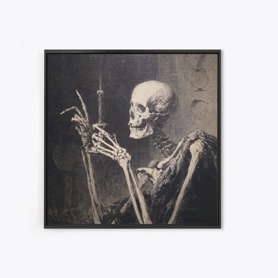 The Skeletal Hand Candleholder, Decadent Gothic Art, Square Wall Art, Gothic Horror Wall Art, Canvas Print, Halloween Wall Art