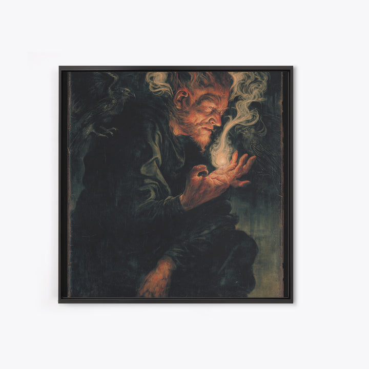 The Black Wax Candle, Dark Renaissance Art, Square Wall Art, Macabre Wall Art, Canvas Print, Halloween Wall Art
