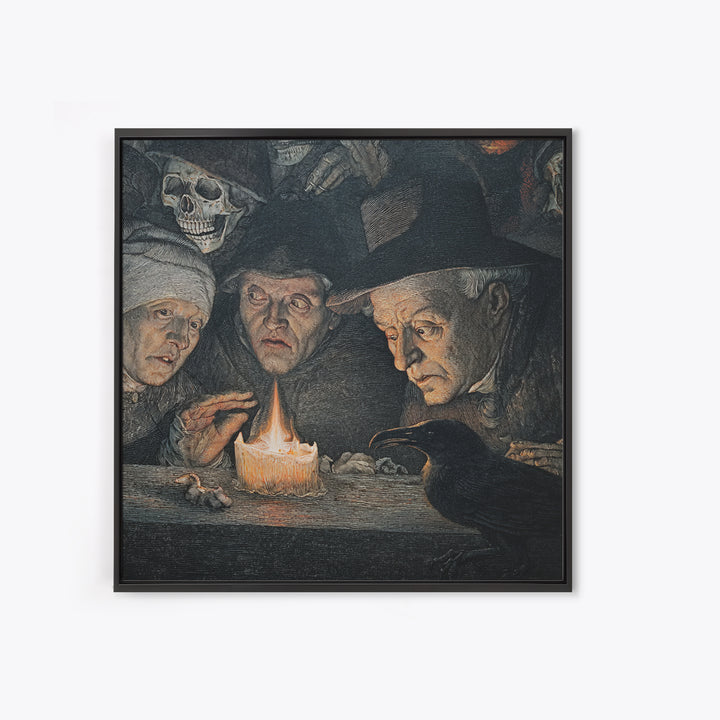 The Black Wax Candle, Danse Macabre Art, Square Wall Art, Dark Halloween Decor, Framed Canvas Print, Halloween Wall Art