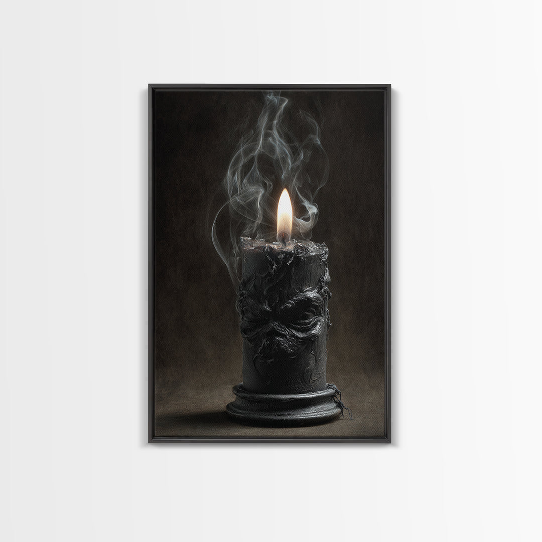 The Black Wax Candle, Dark Romantic Horror Art, Vertical Wall Art, Gothic Horror Wall Art, Canvas Print, Halloween Wall Art