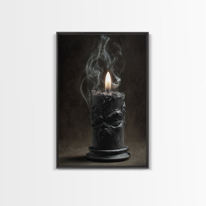 The Black Wax Candle, Dark Romantic Horror Art, Vertical Wall Art, Gothic Horror Wall Art, Canvas Print, Halloween Wall Art