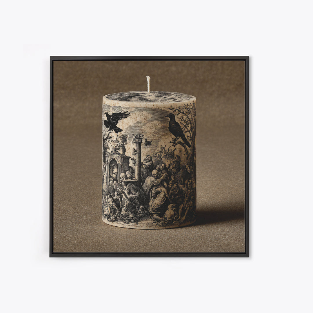 The Black Wax Candle, Gothic Nightmare Art, Square Wall Art, Dark Halloween Decor, Canvas Print, Halloween Wall Art, Spooky Wall Decor