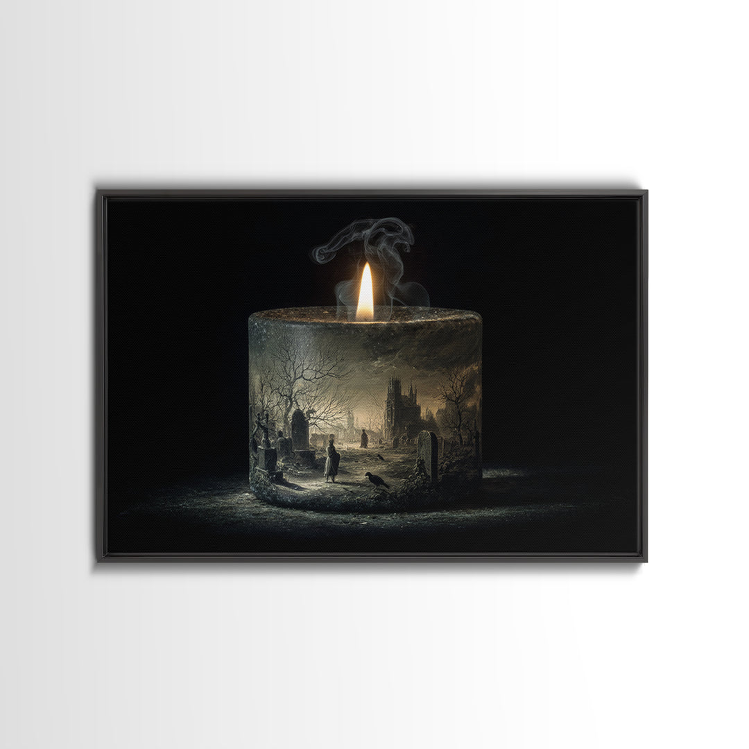 The Black Wax Candle, Romantic Gothic Landscape, Landscape Wall Art, Macabre Wall Art, Canvas Print, Halloween Wall Art